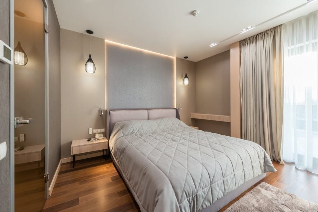 heavy curtains in front of windows