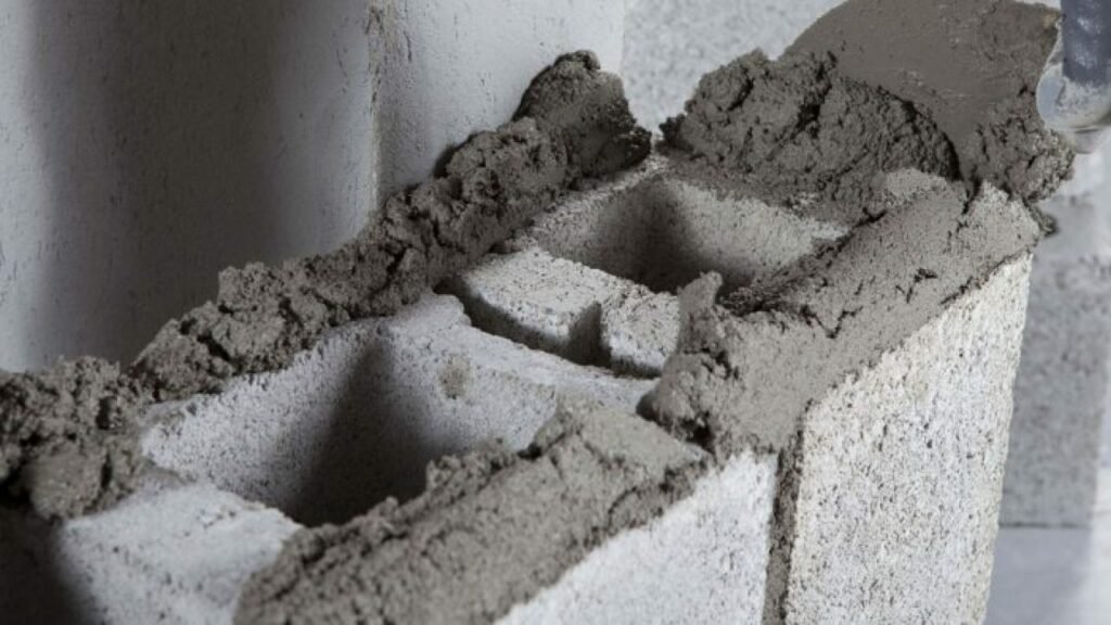 cement mortar placed on the sides of blocks